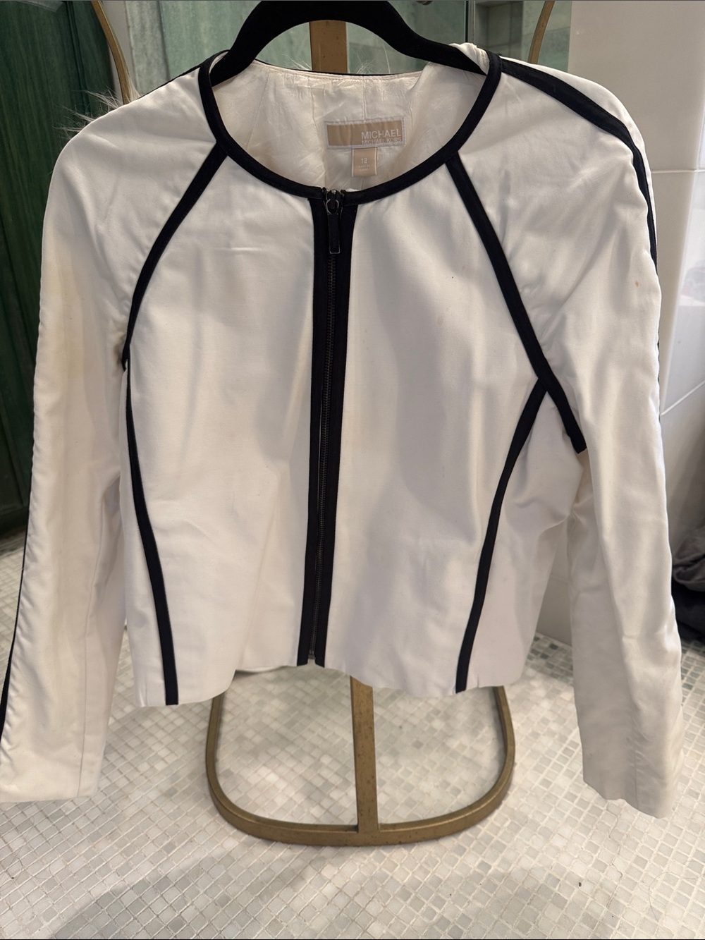 Michael Kors White Jacket with Black Contrast Piping